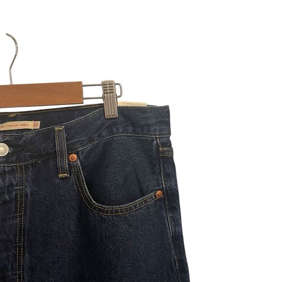 Levi's Premium Ribcage Straight Ankle High Rise Dark Wash Button Fly Jeans NEW - Picture 2 of 8